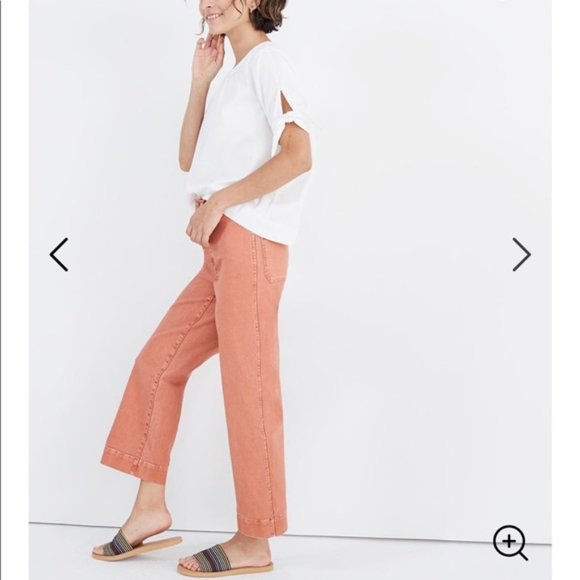 Madewell Pants - Madewell Emmett Salmon Wide-Leg Cropped Pants  - Size 14